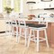Costway 29" Bar Stool Wooden Chair Set of 1/2/3/4 with Contoured Backrest Swivel Padded Seat White